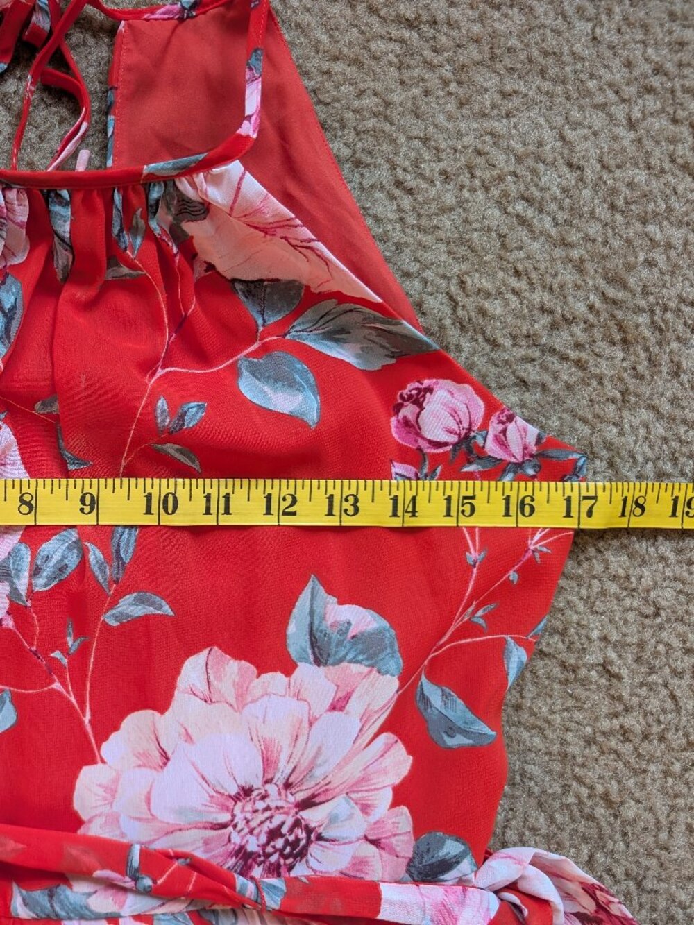 Chico's Eliza J boutique Red Floral Halter Maxi Dress size 4 - Picture 5 of 15